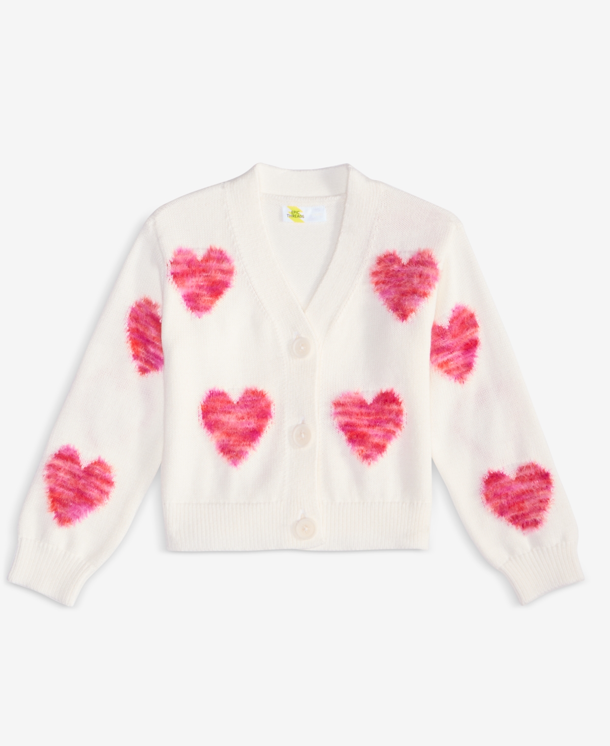 Epic Threads Girls Toddler 2t-4t Heart Button Cardigan In Multi