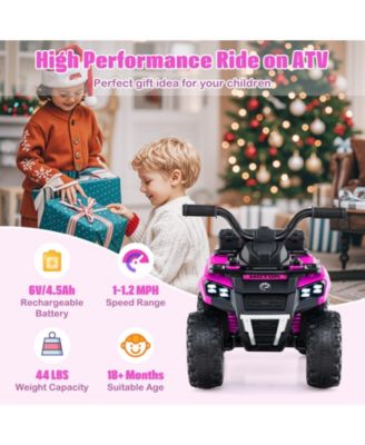 6V Kids Ride On ATV w/ Music & Spray Function USB Port Storage Box Toy Car