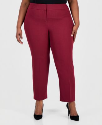 Plus Size Mid-Rise Straight-Leg Ankle Pants 