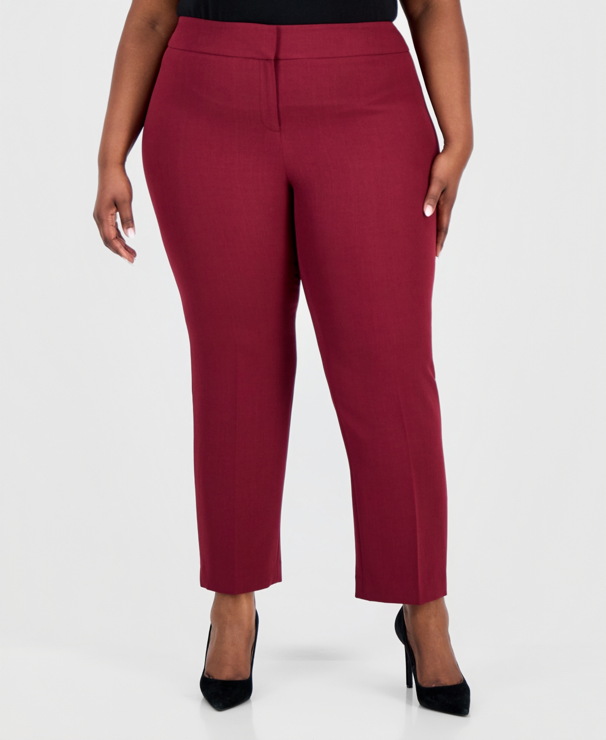 Kasper Plus Mid-Rise Straight-Leg Ankle Pants