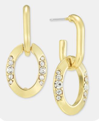 On 34th - Pav&eacute; Oval & Link Drop Earrings