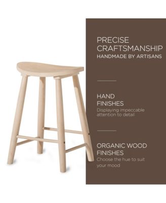 Luna Counter Stool in Light Oak Wood Finish, Set of 4