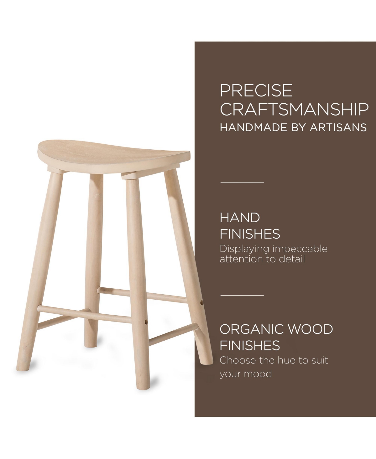 Maven Lane Luna Counter Stool in Light Oak Wood Finish, Set of 4