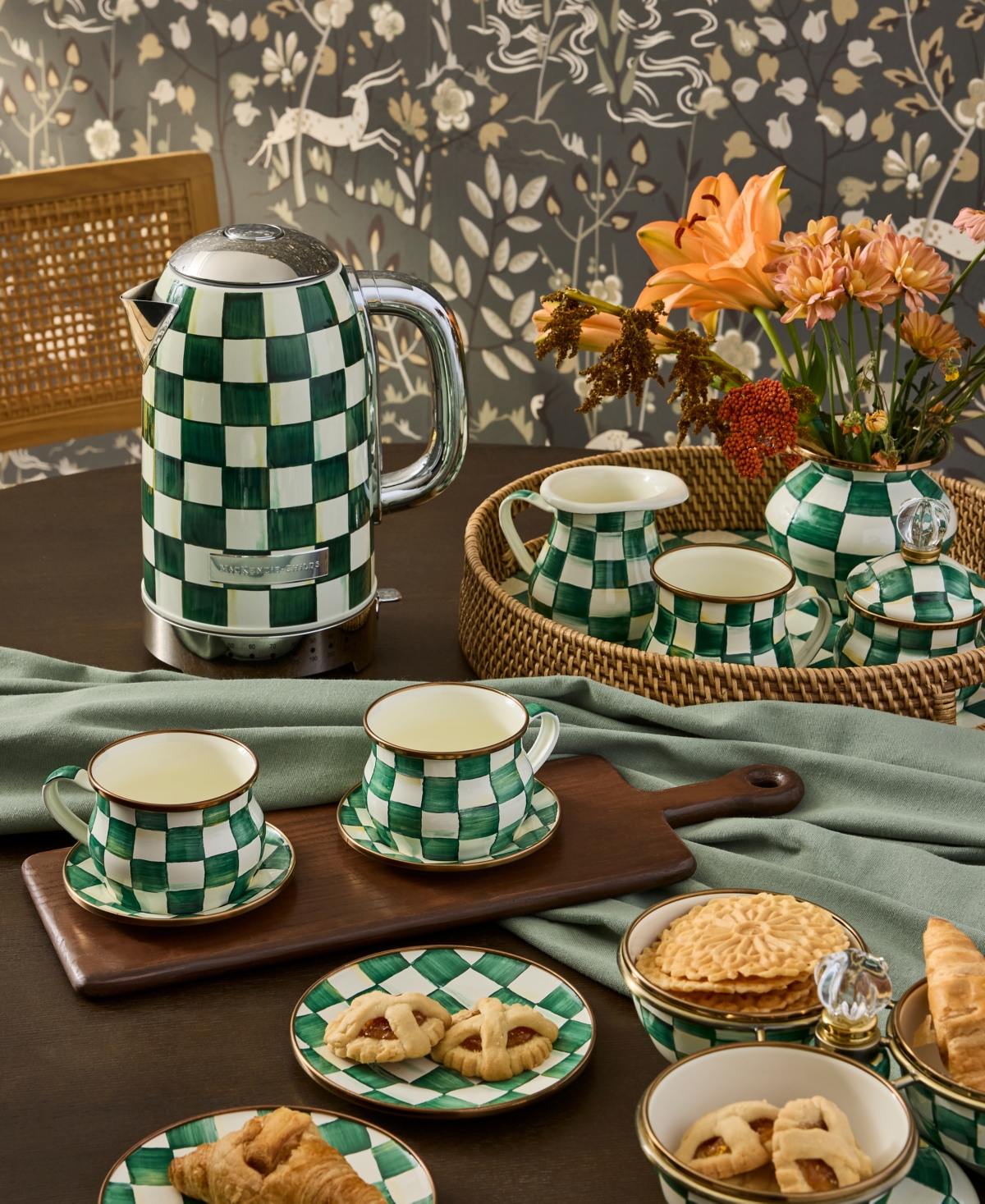 MacKenzie-Childs Emerald Check Espresso Cup & Saucer Set