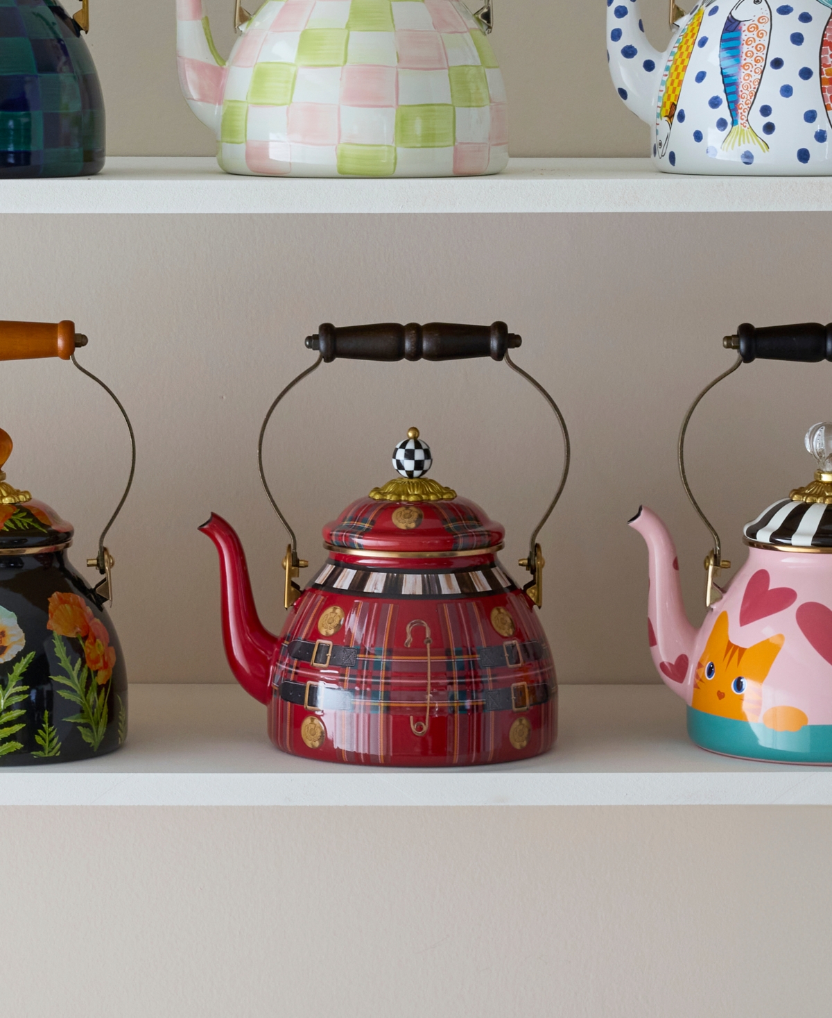 MacKenzie-Childs The Kilted Enameled 2-Quart Tea Kettle