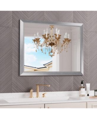 Bathroom Mirror, 40" x 32" Inch Thick Metal Framed Wall Mirrors for Bedroom, Rectangle Wall-Mounted Mirrors in Silver(Horizontal/Vertical)