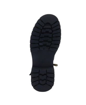 Women's Avrilrose Leather and Denim Booties with Daisy Accents, Lug Sole,Dual Zippers– Unique Mixed-Material Ankle Boots for Bold Fall Style