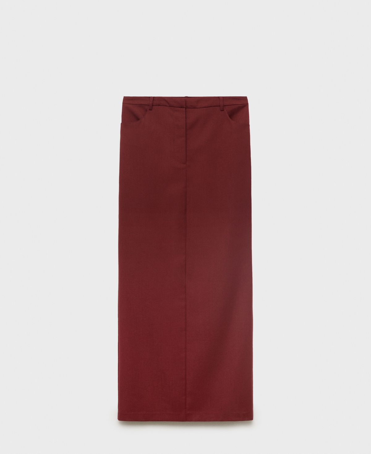 Mango High Waist Pencil Skirt In Burgundy