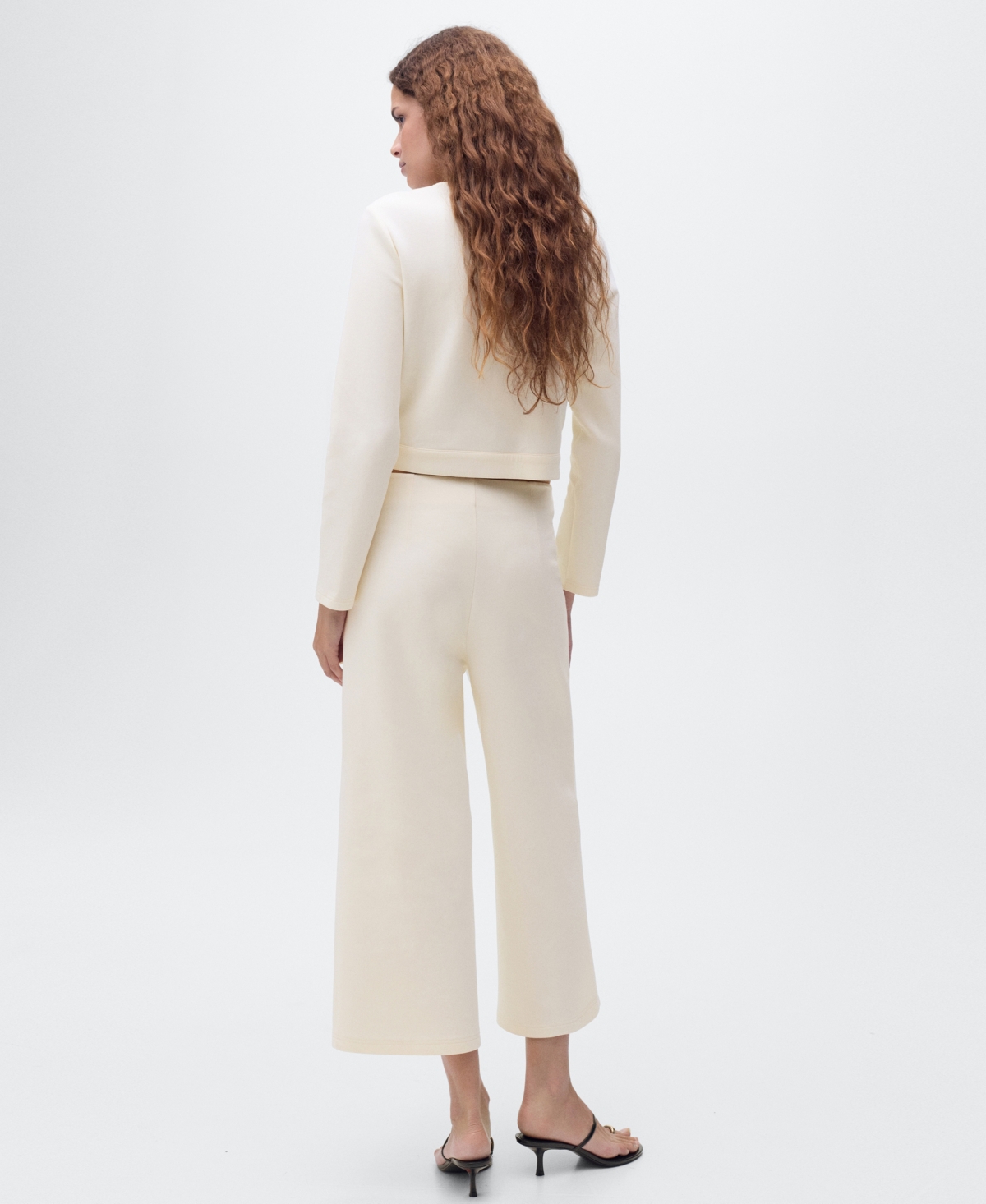 Mango Wide Leg Crop Pants In Neutral