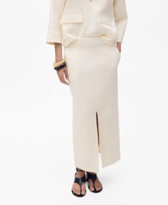 MANGO - Women's Slit Detail Cotton Skirt