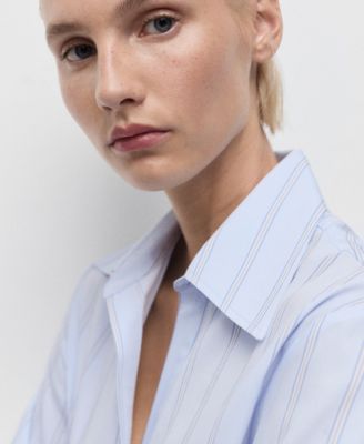 Women's Lapels Striped Shirt