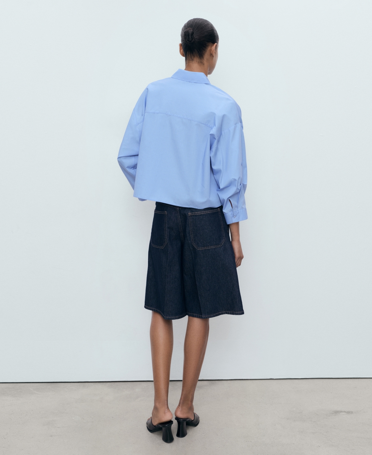Mango Oversize Button-up Shirt In Blue