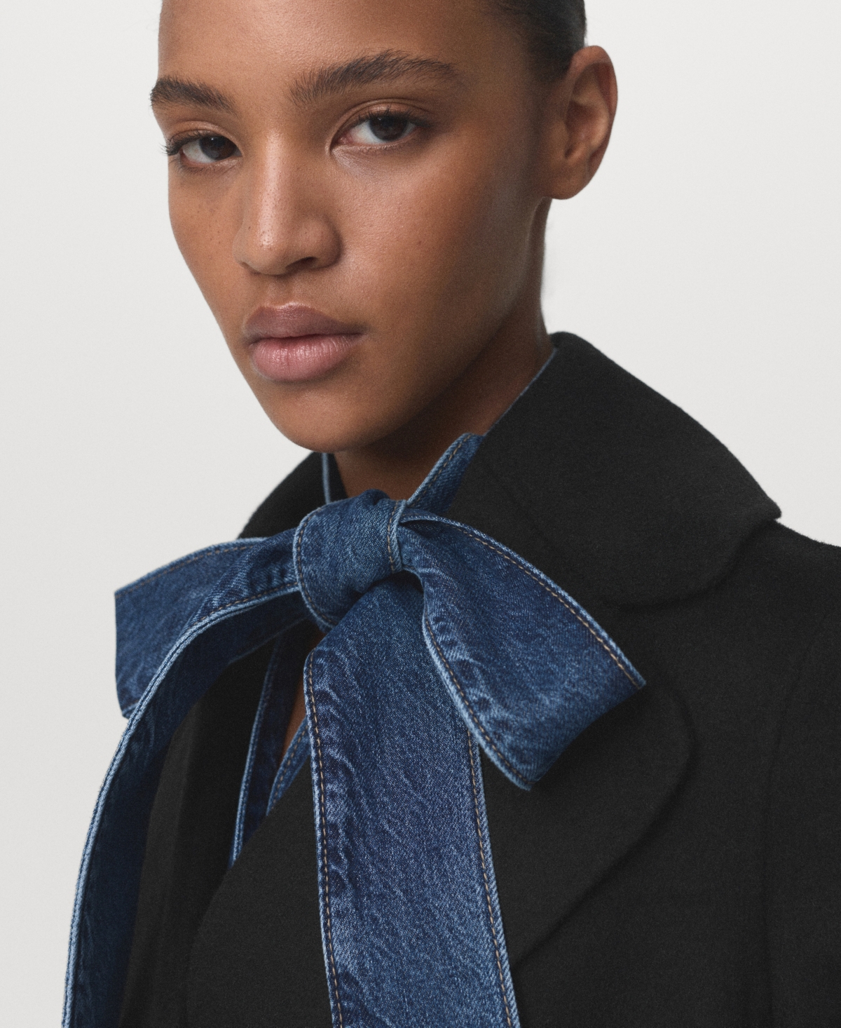 Mango Women's Handmade Belt Wool Coat In Black