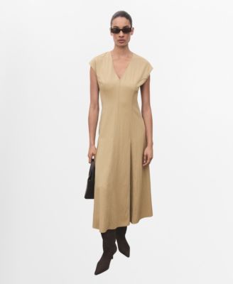 MANGO - Women's Stitching Detail V-Neck Dress
