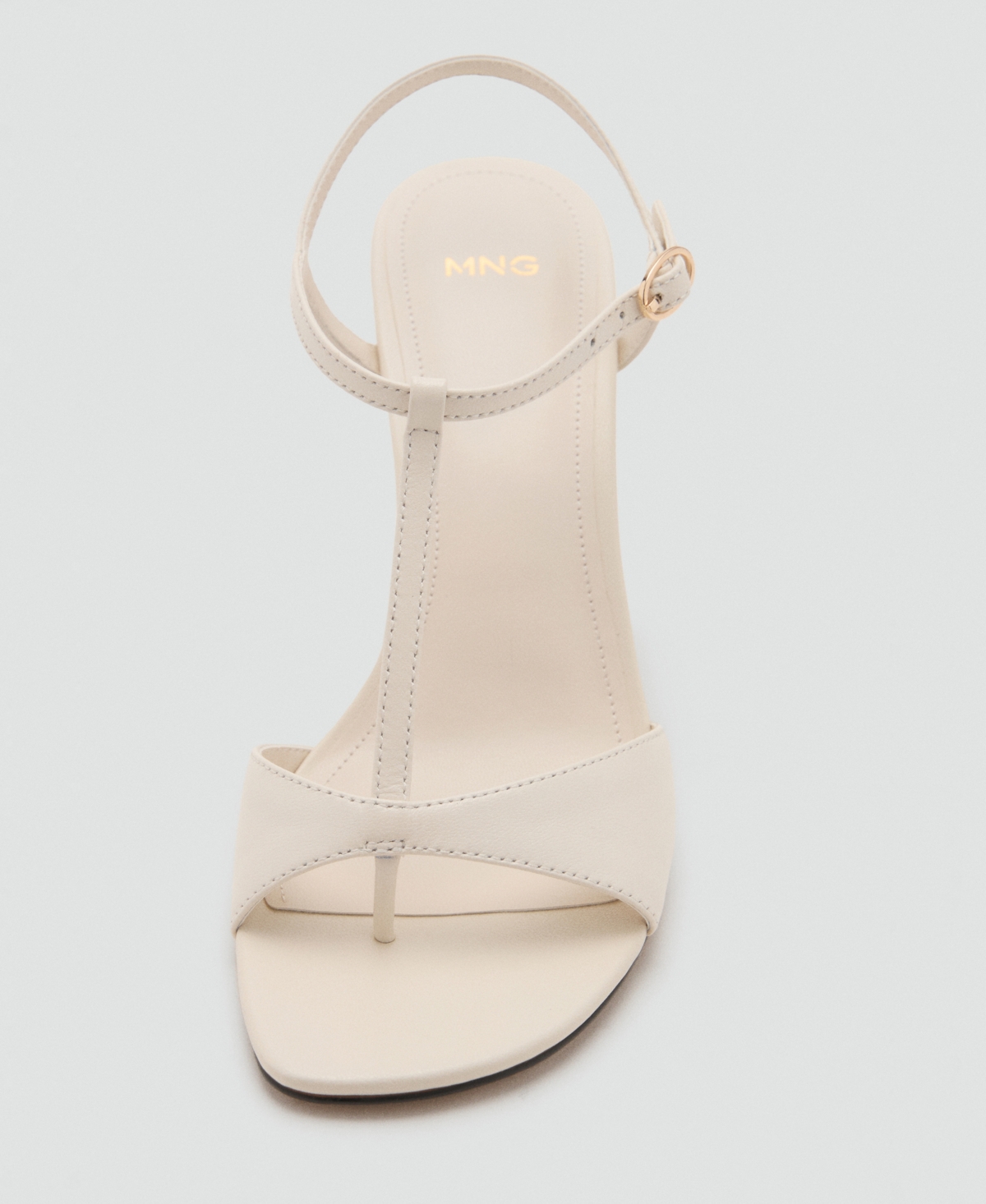 Mango Leather T-bar Heeled Sandals In Neutral