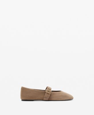 MANGO - Women's Suede Leather Ballet Flats
