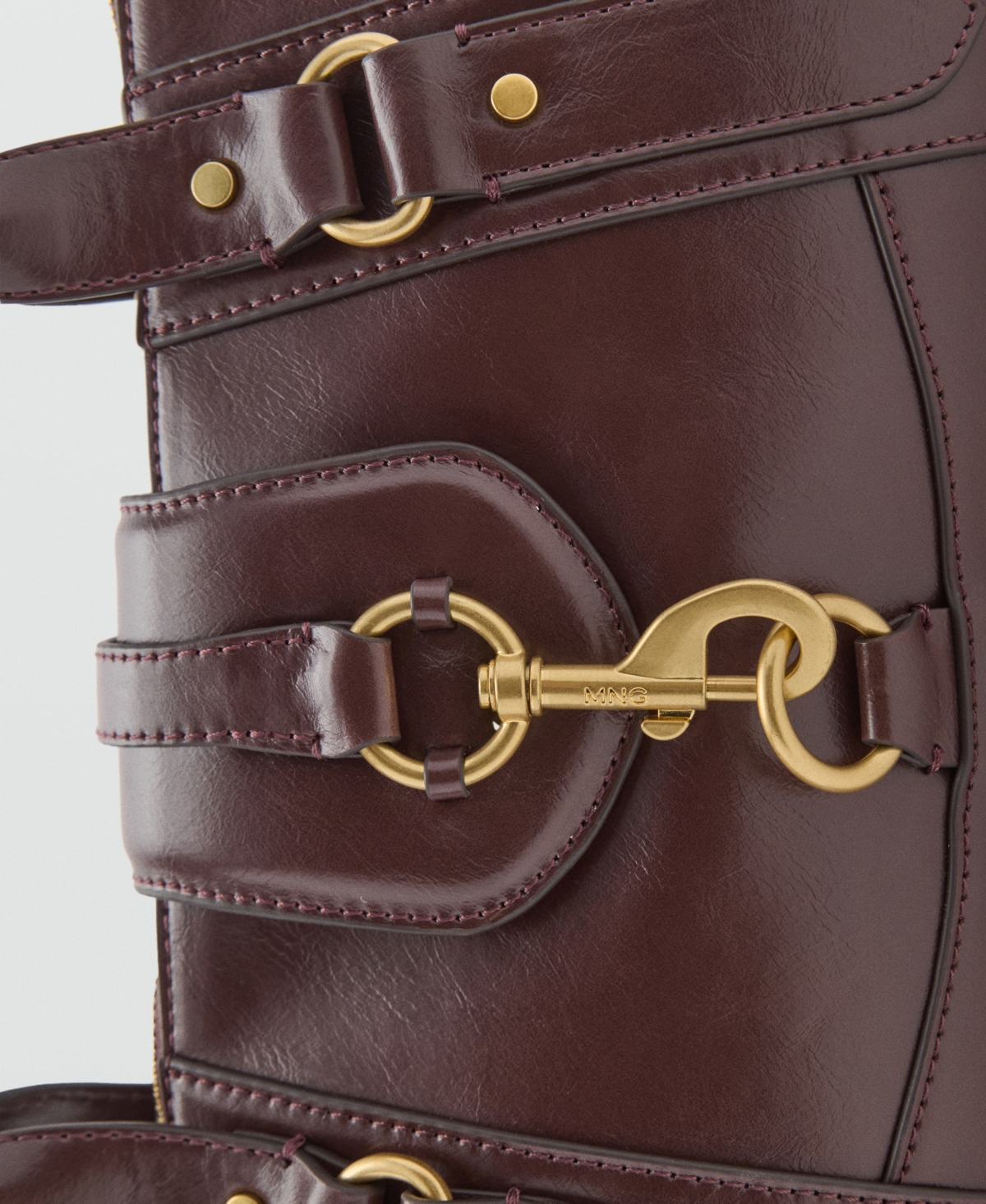 Mango Women's Snap Hook Medium Shoulder Bag In Burgundy