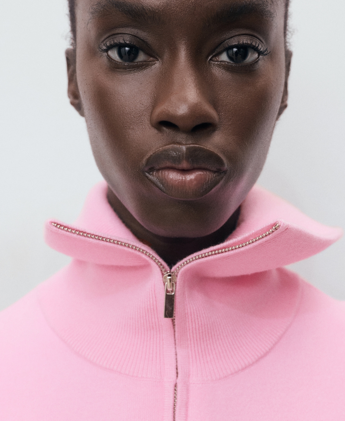 Mango Women's Zip Collar Knitted Sweater In Pink