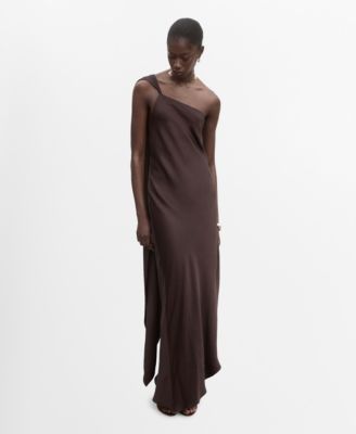 MANGO - Women's Asymmetrical Satin Dress