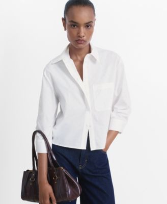 MANGO - Women's Rhinestone Cropped Shirt