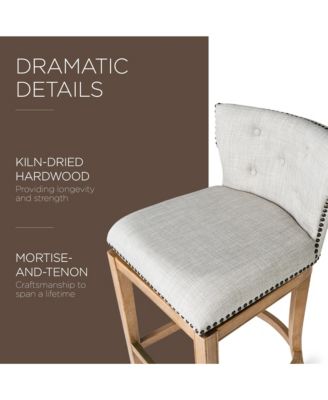 Hugo Counter Stool, Weathered Oak w/ Sand Fabric Upholstery, Set of 2