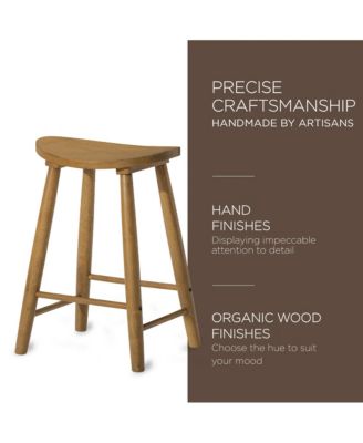 Luna Counter Stool in Rustic Natural Wood Finish, Set of 3