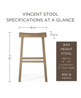 Vincent Wooden Rustic Kitchen Bar Stool, Antiqued Grey, Set of 2