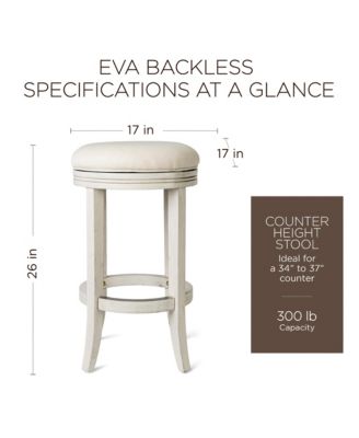 Eva Counter Stool, White Oak Finish w/ Natural Color Fabric, Set of 3