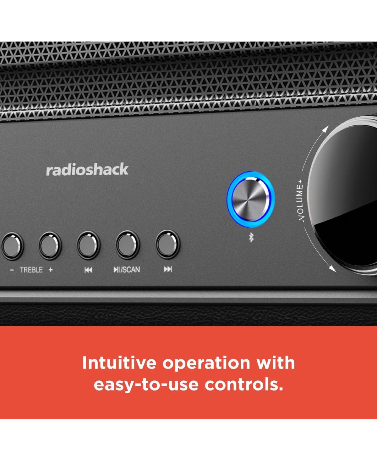 RadioShack 240W Retro Style Bluetooth 5.0 Speaker with Fm Radio With Remote Control and Power Cord Aux, Usb A, Arc Inputs 4001974