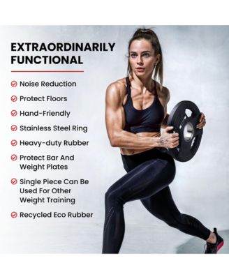 35 Pound Olympic Rubber Coated Weight Plate w/Tri Grip Handle, Black