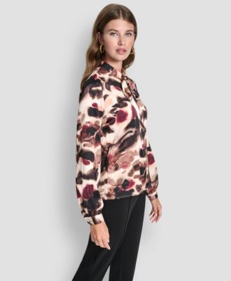 Petite Necktie Long-Sleeve Top