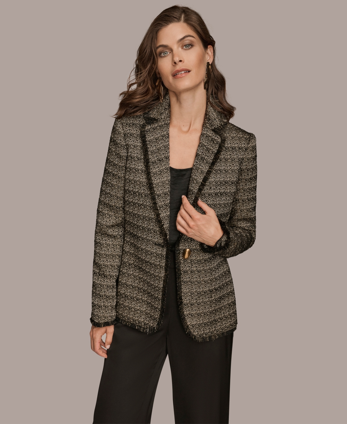 Donna Karan Women's Novelty One Button Jacket In Black