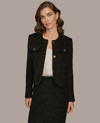 Women's Novelty Button Front Cropped Jacket, Regular & Petites