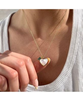 Mother-of-Pearl Heart Pendant Charm Necklace in 14k Gold-Plated Sterling Silver