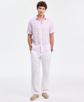 Men's Casa Regular-Fit Floral Button-Down Linen Shirt