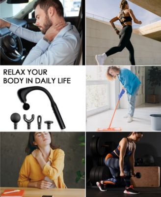 Ergonomic Long Handle Massage Gun Ultra-Quiet Deep Tissue with 5-Speed Control