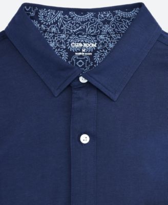 Men's Pima Cotton Solid Short-Sleeve Button-Up Knit Shirt, Macy's Exclusive