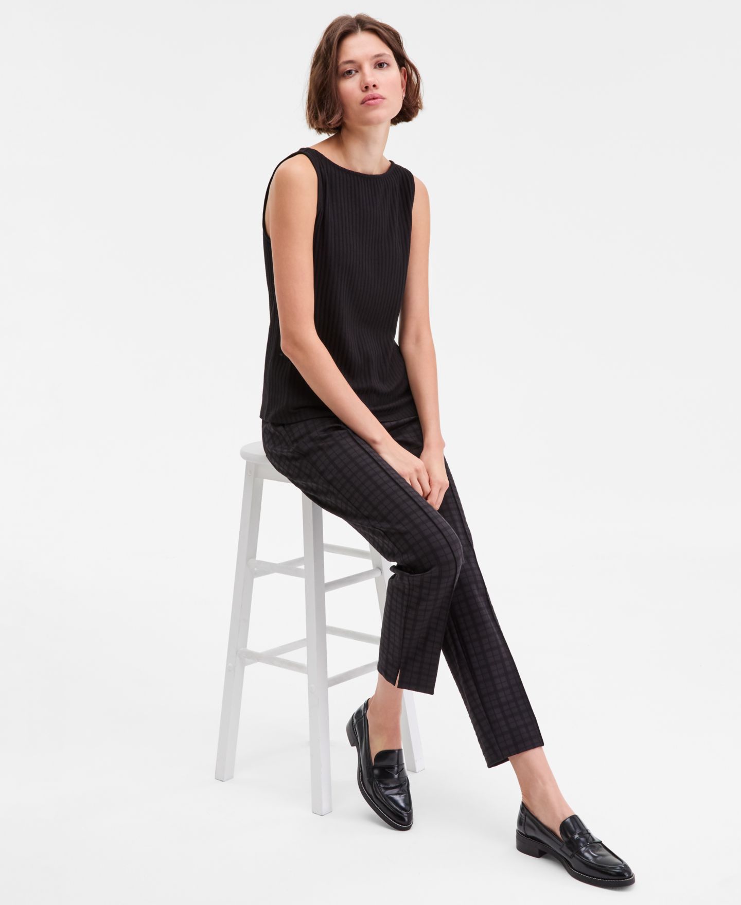 Женский топ Liverpool Los Angeles Sleeveless Boat Neck Rib Knit, цвет: Чёрный — фото 4