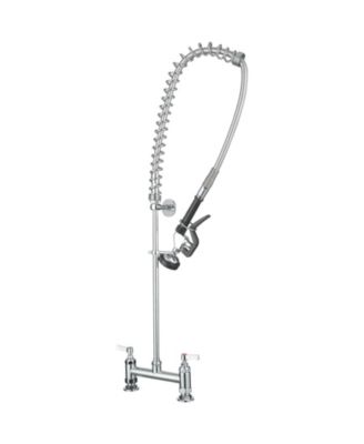 Commercial Restaurant Pull Down 2-Handle Wall Mount Pre-Rinse Spray Utility Kitchen Faucet