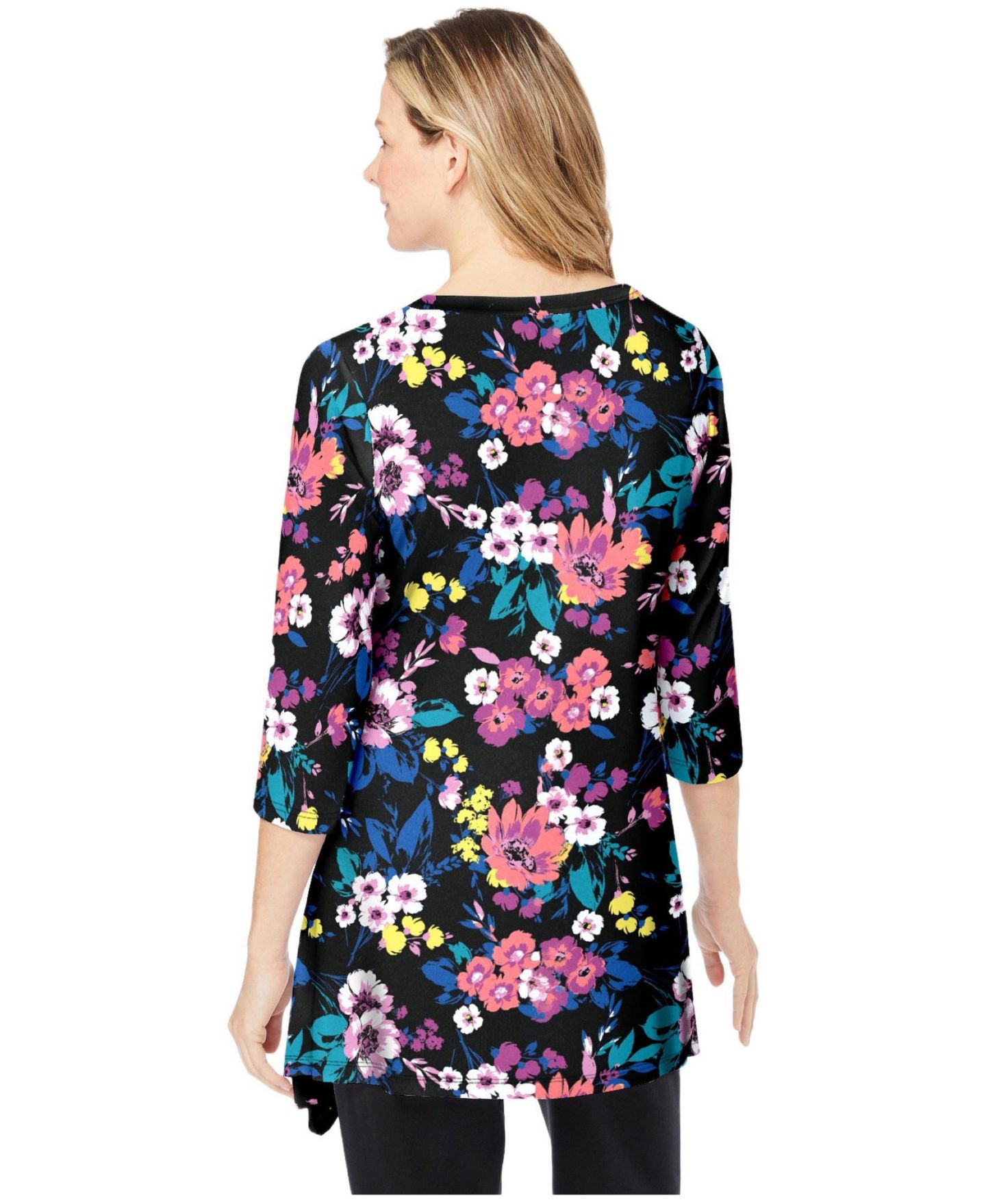 Женский топ Woman Within Plus Size Within Swing Hem Tunic, цвет: Чёрный разноцветный — фото 2