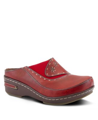 Spring Step Chino Backless Wedge with Hand-Painted Leather