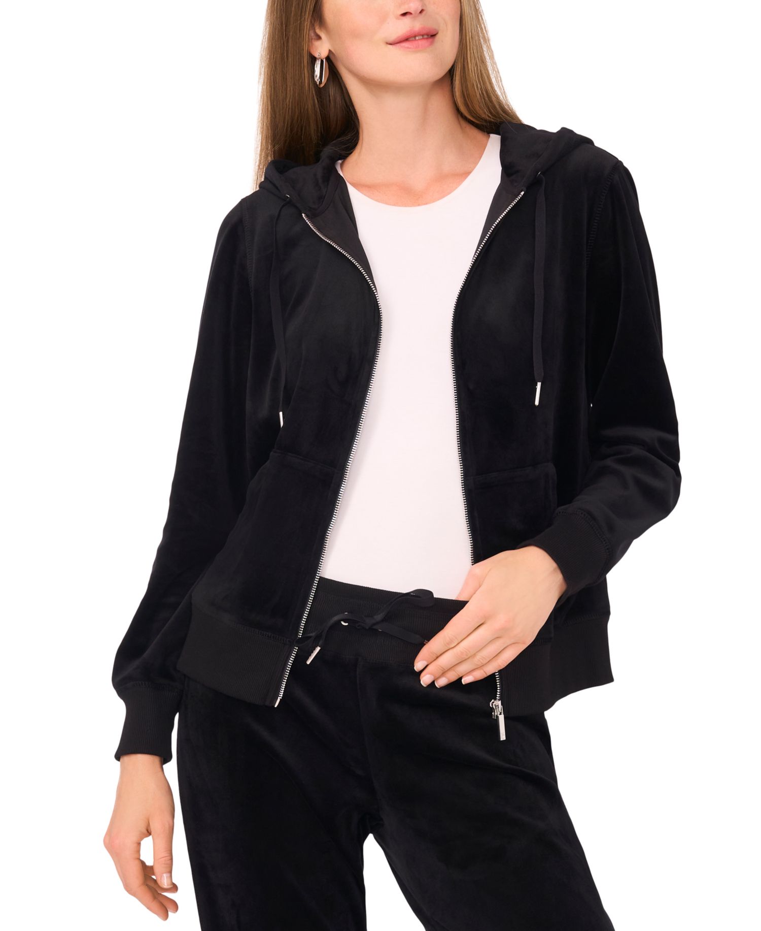 Women's Velour Zip-Front Hoodie Jacket