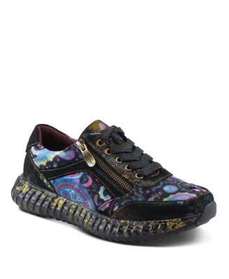 L’Artiste Women’s JAVANA Fashion Sneakers with Velvet & Suede Upper, Lace Accents, Zipper Closure & Cushioned Insole