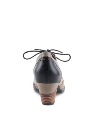 L Artiste Women s Bardot Hand-Painted Leather Oxford Shoes and Lace-Up Derby Style Pumps