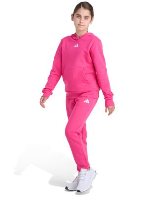 Big Girls' 8-16 Long Sleeve Small Logo Fleece Pullover Hoodie and Jogger, 2-Piece Set
