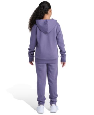 Big Girls' 8-16 Long Sleeve Small Logo Fleece Pullover Hoodie and Jogger, 2-Piece Set