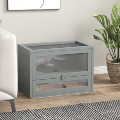 2-Level Hamster Cage with Openable Top, Door, Shelf, Ladder,