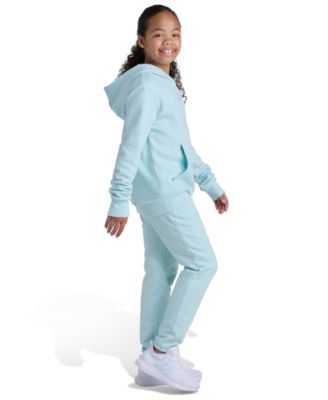 Big Girls' 8-16 Long Sleeve Small Logo Fleece Pullover Hoodie and Jogger, 2-Piece Set