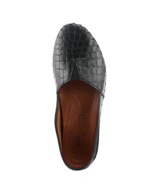 Kathaleta-Croco Leather Slip-On Comfort Flats with Arch Support & Removable Insole