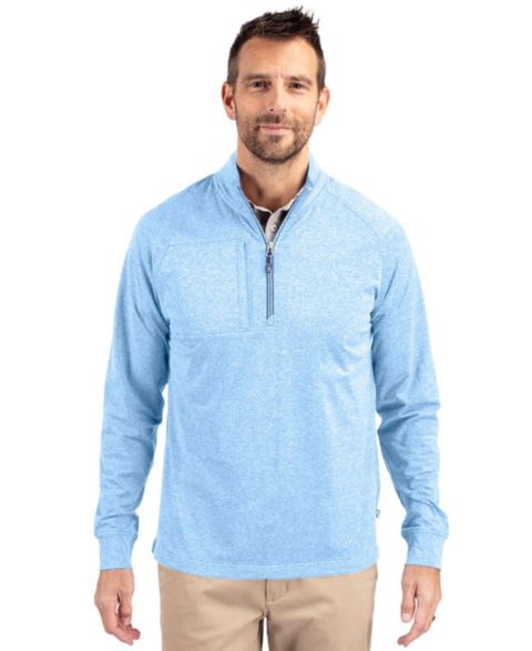 Мужской свитер Cutter & Buck Adapt Eco Knit Heather Quarter Zip Pullover, цвет: Меланжевый